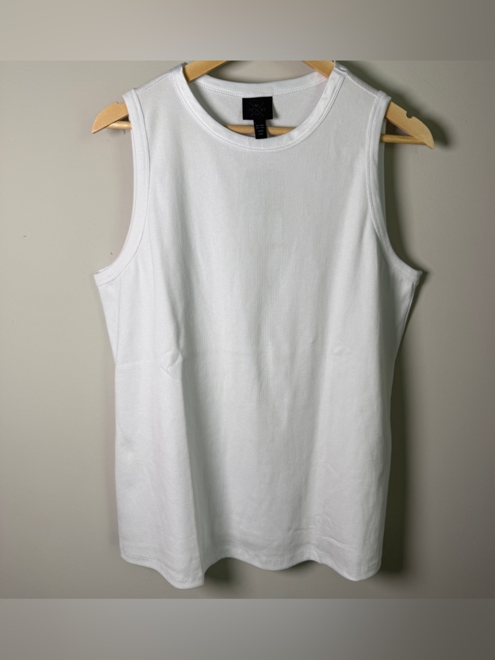 Ulla Popken 12/14 NWT Ribbed Cotton Tank Top White Sleeveless Plus Size Basics